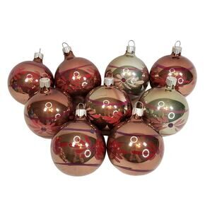 Vtg Martha Stewart MSE Christmas Ornament Painted Slivered Glass 3" Lot of 9